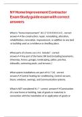 NY Home Improvement Contractor Exam Study guide exam with correct answers 
