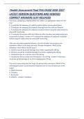 Health Assessment Final FHA EXAM 2026-2027 LATEST VERSION QUESTIONS AND VERIFIED CORRECT ANSWERS JUST RELEASED  
