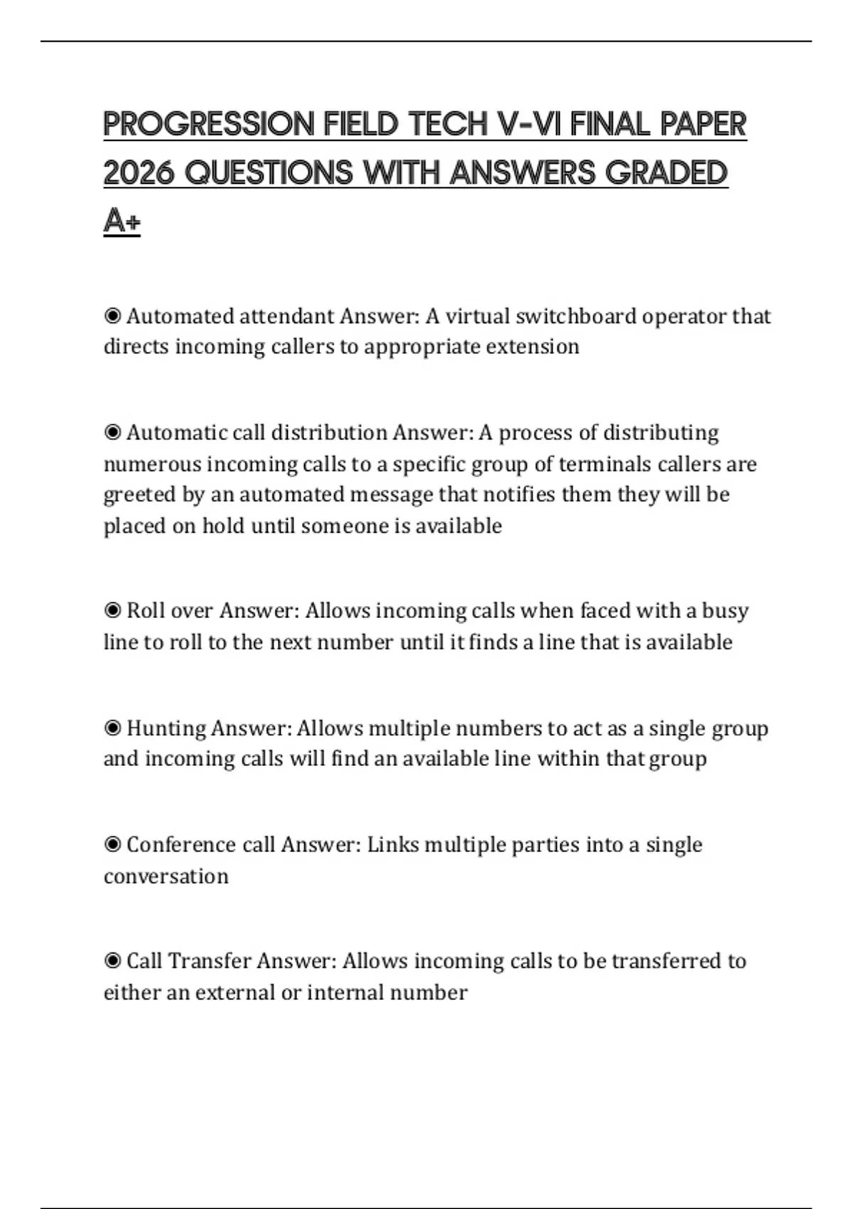 PROGRESSION FIELD TECH V–VI FINAL PAPER 2026 QUESTIONS WITH ANSWERS ...