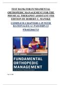 Fundamental Orthopedic Management for the Physical Therapist Assistant &ndash; 5th Edition &lpar;Manske&rpar; &vert; Complete Chapters 1&ndash;29 With Rationales &vert; Test Bank Summary