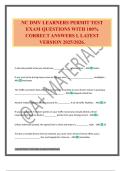NC DMV LEARNERS PERMIT TEST EXAM QUESTIONS WITH 100&percnt; CORRECT ANSWERS L LATEST VERSION 2025&sol;2026&period;