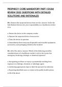 PROPHECY CORE MANDATORY PART I EXAM REVIEW 2022 QUESTIONS WITH DETAILED SOLUTIONS AND RATIONALES