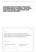 PLANNING INSTRUCTIONAL STRATEGIES FOR MEANINGFUL LEARNING - D658 WGU &vert; 2025&sol;2026 UPDATE &vert; QUESTIONS WITH 100&percnt; SOLVED SOLUTION