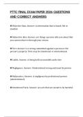 PTTC FINAL EXAM PAPER 2026 QUESTIONS AND CORRECT ANSWERS