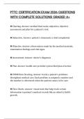 PTTC CERTIFICATION EXAM 2026 QUESTIONS WITH COMPLETE SOLUTIONS GRADED A&plus;