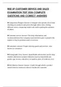 RISE UP CUSTOMER SERVICE AND SALES EXAMINATION TEST 2026 COMPLETE QUESTIONS AND CORRECT ANSWERS