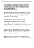 RN MATERNAL NEWBORN ONLINE PRACTICE EXAMINATION TEST 2026 QUESTIONS WITH ANSWERS GRADED A&plus;