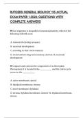 RUTGERS GENERAL BIOLOGY 115 ACTUAL EXAM PAPER 1 2026 QUESTIONS WITH COMPLETE ANSWERS