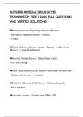 RUTGERS GENERAL BIOLOGY 115 EXAMINATION TEST 1 2026 FULL QUESTIONS AND VERIFIED SOLUTIONS