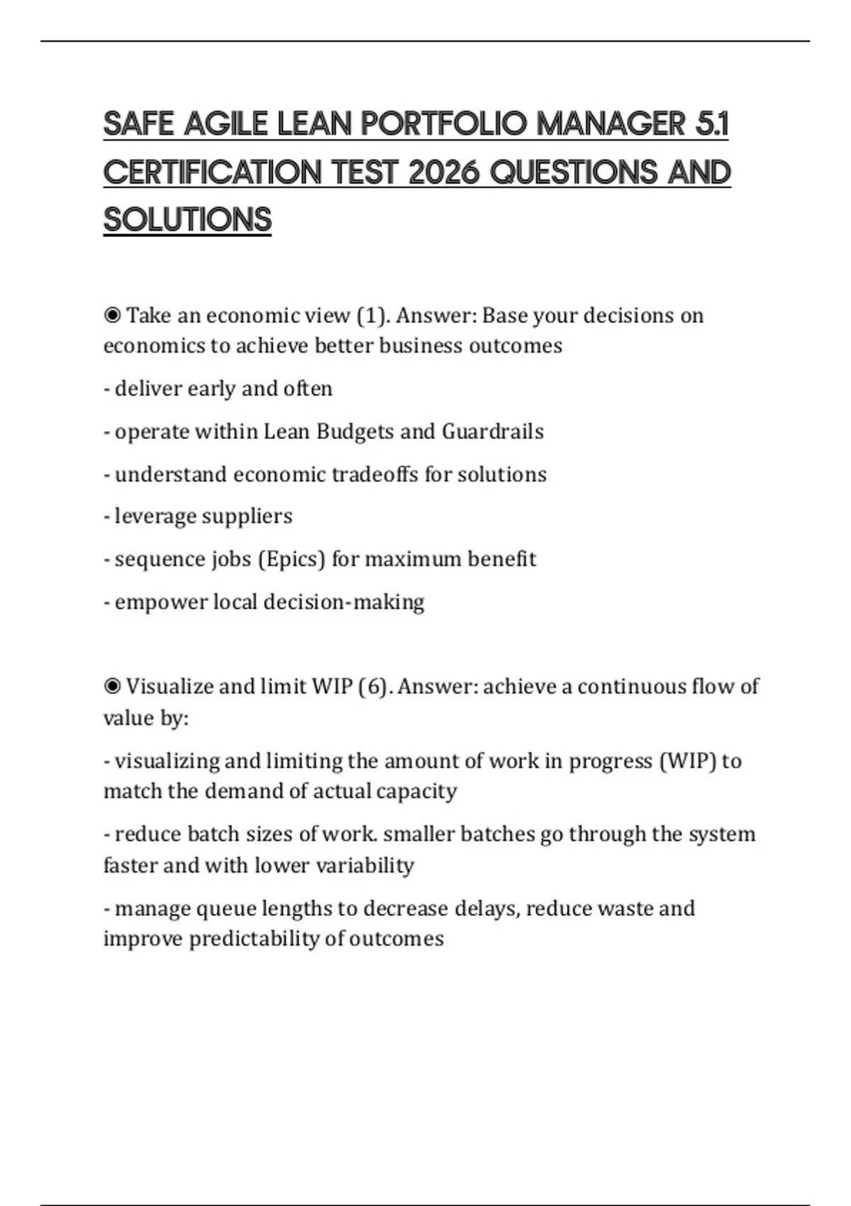 SAFE AGILE LEAN PORTFOLIO MANAGER 5.1 CERTIFICATION TEST 2026 QUESTIONS ...
