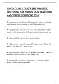 SANTA CLARA COUNTY EMS PARAMEDIC PROTOCOL TEST ACTUAL EXAM QUESTIONS AND VERIFIED SOLUTIONS 2026
