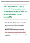 Illinois Fire Inspector II Certification  Examination Practice Questions And  Correct Answers &lpar;Verified Answers&rpar; Plus  Rationales 2026 Q&A &vert; Instant  Download Pdf