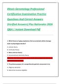 Illinois Gerontology Professional  Certification Examination Practice  Questions And Correct Answers  &lpar;Verified Answers&rpar; Plus Rationales 2026  Q&A &vert; Instant Download Pdf