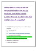 Illinois Manufacturing Technician  Certification Examination Practice  Questions And Correct Answers  &lpar;Verified Answers&rpar; Plus Rationales 2026  Q&A &vert; Instant Download Pdf 