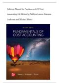 SOLUTION MANUAL FOR Fundamentals Of Cost Accounting 7th Edition William Lanen | All Chapters A+