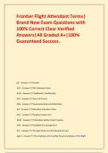 Frontier Flight Attendant Terms&vert; Brand New Exam Questions with 100&percnt; Correct Clear Verified Answers&vert;All Graded A&plus;&vert;100&percnt; Guaranteed Success&period;