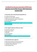 Certified Peer Recovery Specialist &lpar;CPRS&rpar; Exam Questions And Verified Answers With Rationales&vert; Updated 2026
