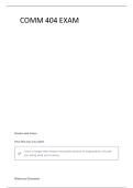COMM 404 FINAL EXAM QUESTIONS AND VERIFIED ANSWERS&vert; 100&percnt; CORRECT&vert; GRADE A