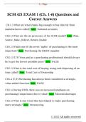 SCM 421 EXAM 1 &lpar;Ch&period; 1-6&rpar; Questions and  Correct Answers
