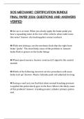 SOS MECHANIC CERTIFICATION BUNDLE FINAL PAPER 2026 QUESTIONS AND ANSWERS VERIFIED