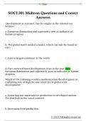 SOCI 301 Midterm Questions and Correct  Answers
