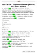 Social Work Comprehensive Exam Questions  and Correct Answers