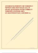 ATI HESI MATERNITY OB VERSION 3 NEWEST 2026 TEST EXAM ALL 55 STUDY QUESTIONS WITH CORRECT VERIFIED ANSWERS 100&percnt; GUARANTEED PASS &vert; ASSURED A&plus;