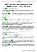 State Farm Auto Adjuster Certification  Questions and Correct Answers 