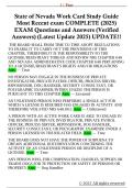 State of Nevada Work Card Study Guide  Most Recent exam COMPLETE &lpar;2025&rpar;  EXAM Questions and Answers &lpar;Verified  Answers&rpar; &lpar;Latest Update 2025&rpar; UPDATE&excl;&excl; 