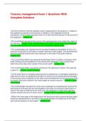 Treasury management Exam 1 Questions With Complete Solutions