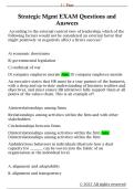 Strategic Mgmt EXAM Questions and  Answers