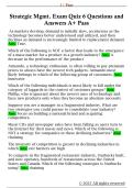 Strategic Mgmt&period; Exam Quiz 6 Questions and  Answers A&plus; Pass