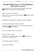 Strategic Mgmt Exam 1 A&plus; Pass Questions  and Correct Answers
