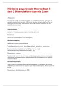 Klinische psychologie Hoorcollege 6 deel 2 Dissociatieve stoornis Exam