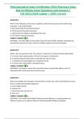 Pharmaceutical Sales Certification &lpar;PSC&rpar; Pharmacy Sales Rep Certificate Exam Questions and Answers &vert; Fall 2025&sol;2026 Update &vert; 100&percnt; Correct