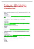 Practice test 1 & 2 for Esthetician Written Exam Questions With New Update Solutions