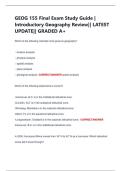 GEOG 155 Final Exam Study Guide &vert;  Introductory Geography Review&vert;&vert; LATEST  UPDATE&vert;&vert; GRADED A&plus;