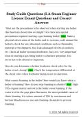 Study Guide Questions &lpar;LA Steam Engineer  License Exam&rpar; Questions and Correct  Answers