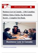 Business Law in Canada &ndash; 13th Canadian Edition &lpar;Yates&comma; Clarke&comma; Ng&comma; Bereznicki-Korol&rpar; &ndash; Complete Test Bank&period;
