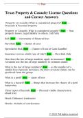 Texas Property & Casualty License Questions  and Correct Answers 