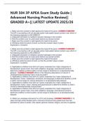 NUR 504 3P APEA Exam Study Guide &vert;  Advanced Nursing Practice Review&vert;&vert;  GRADED A&plus;&vert;&vert; LATEST UPDATE 2025&sol;26 