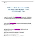 PAYROLL COMPLIANCE LEGISLATION COURSE MIDTERM EXAM WITH 100- VERIFIED QUESTIONS 