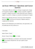 unt Econ 1100 Exam 1 Questions and Correct  Answers