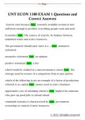 UNT ECON 1100 EXAM 1 Questions and  Correct Answers 