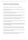 Clinical 1 Final Exam Review Questions And Answers Rated A&plus; Assured Satisfaction&period;