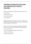TENNESSEE LIFE INSURANCE EXAM SCRIPT 2026 QUESTIONS AND COMPLETE SOLUTIONS