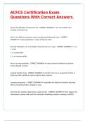 ACFCS Certification Exam Questions With Correct Answers