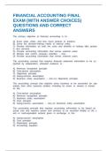 FINANCIAL ACCOUNTING FINAL EXAM &lpar;WITH ANSWER CHOICES&rpar; QUESTIONS AND CORRECT ANSWERS