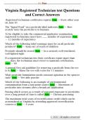 Virginia Registered Technician test Questions  and Correct Answers 