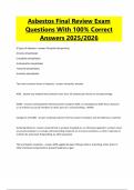 Asbestos Final Review Exam Questions With 100&percnt; Correct Answers 2025&sol;2026